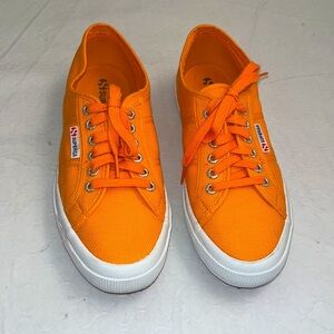 Superga Cotu bright tangerine orange unisex low trainer sneakers